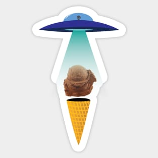 Ufo Alien Chocolate Ice Cream Abduction Sticker